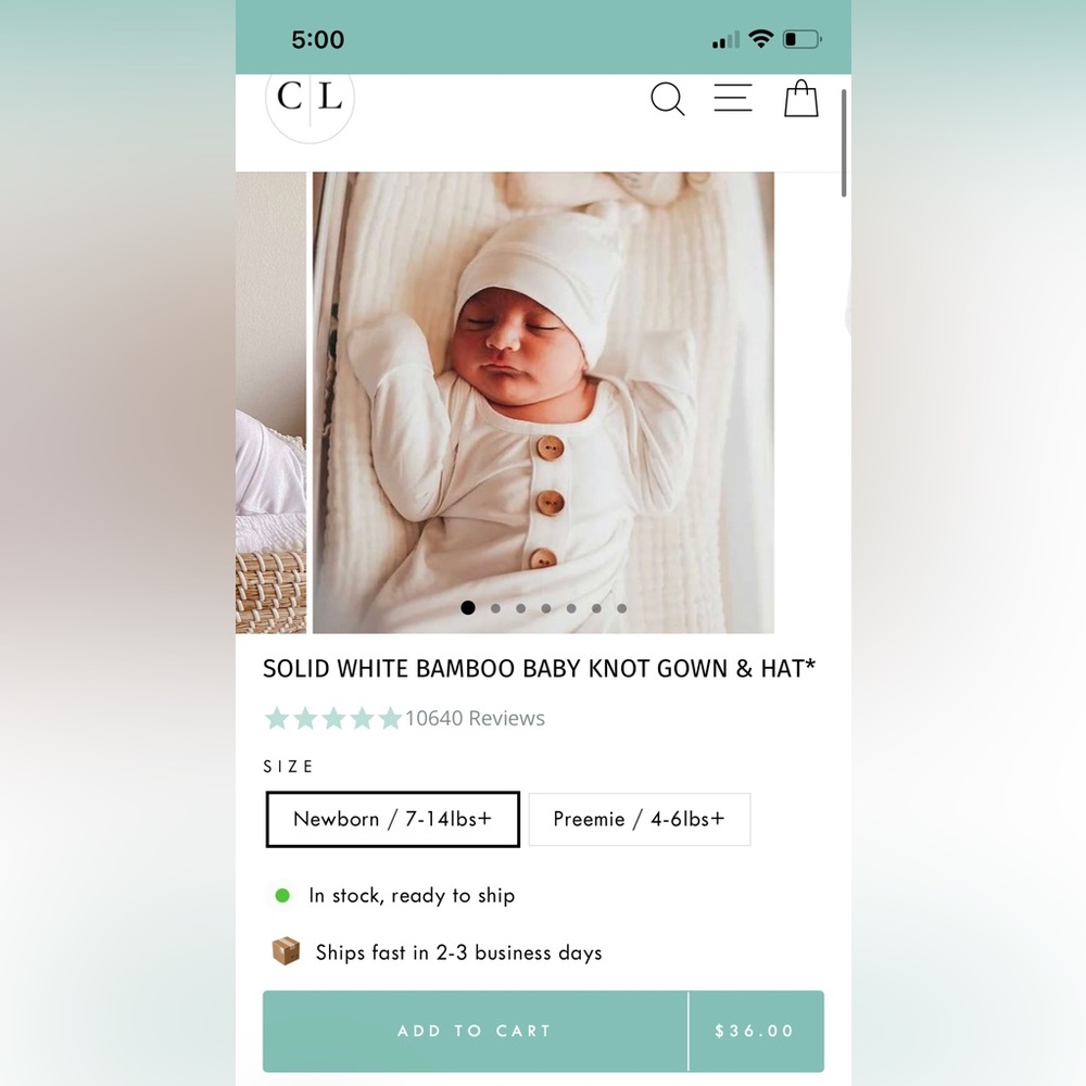 Caden Lane Newborn Gown